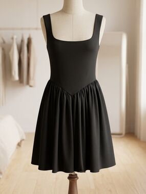 Classic Black Square-Neck Sundress
